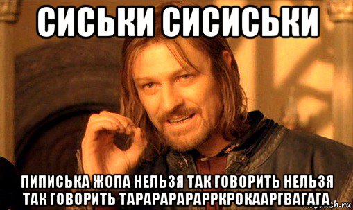 сиськи сисиськи пиписька жопа нельзя так говорить нельзя так говорить тарарарарарркрокааргвагага, Мем Нельзя просто так взять и (Боромир мем)