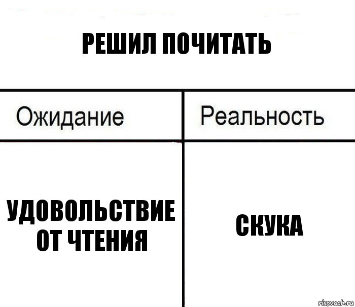 решил почитать удовольствие от чтения скука, Комикс  Ожидание - реальность