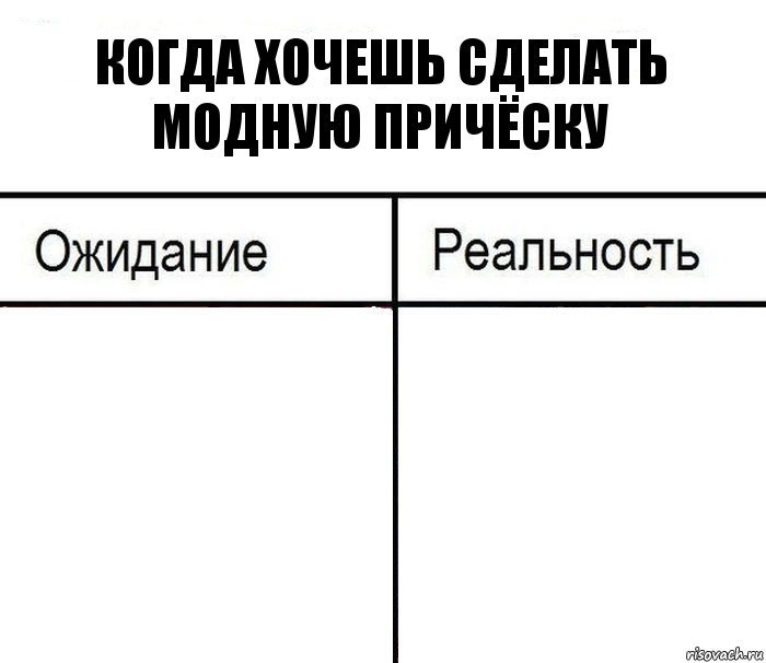 Когда хочешь сделать модную причёску  , Комикс  Ожидание - реальность