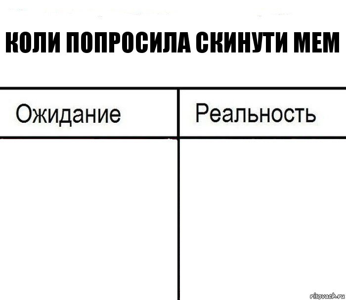 коли попросила скинути мем  , Комикс  Ожидание - реальность