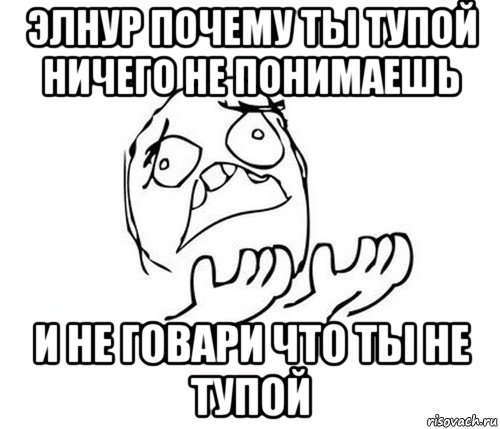 элнур почему ты тупой ничего не понимаешь и не говари что ты не тупой, Мем   почему