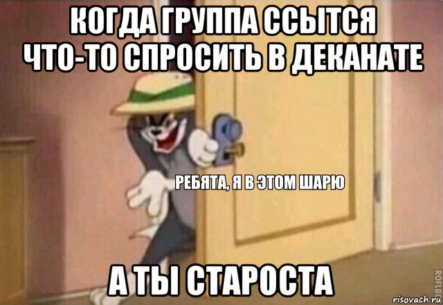 когда группа ссытся что-то спросить в деканате а ты староста, Мем    Ребята я в этом шарю