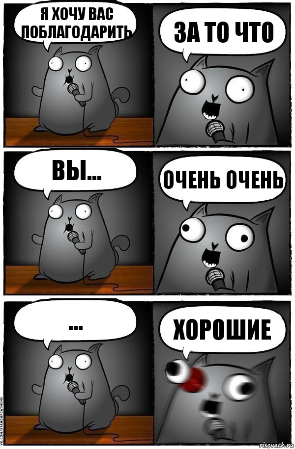 я хочу вас поблагодарить за то что вы... очень очень ... хорошие, Комикс  Стендап-кот