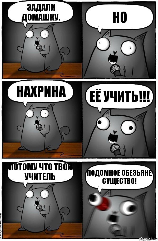 Задали домашку. но нахрина её учить!!! потому что твой учитель подомное обезьяне существо!