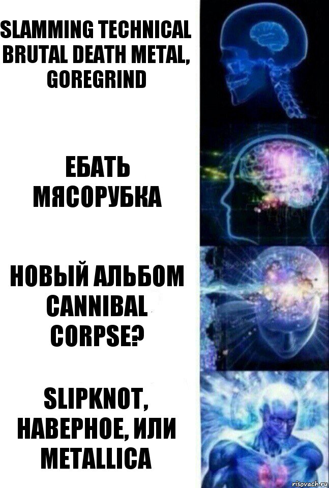 slamming technical brutal death metal, goregrind ебать мясорубка новый альбом Cannibal Corpse? slipknot, наверное, или Metallica, Комикс  Сверхразум