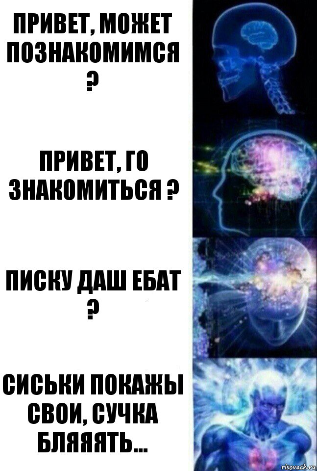 Привет, может познакомимся ? Привет, го знакомиться ? ПИСКУ ДАШ ЕБАТ ? СИСЬКИ ПОКАЖЫ СВОИ, СУЧКА БЛЯЯЯТЬ..., Комикс  Сверхразум