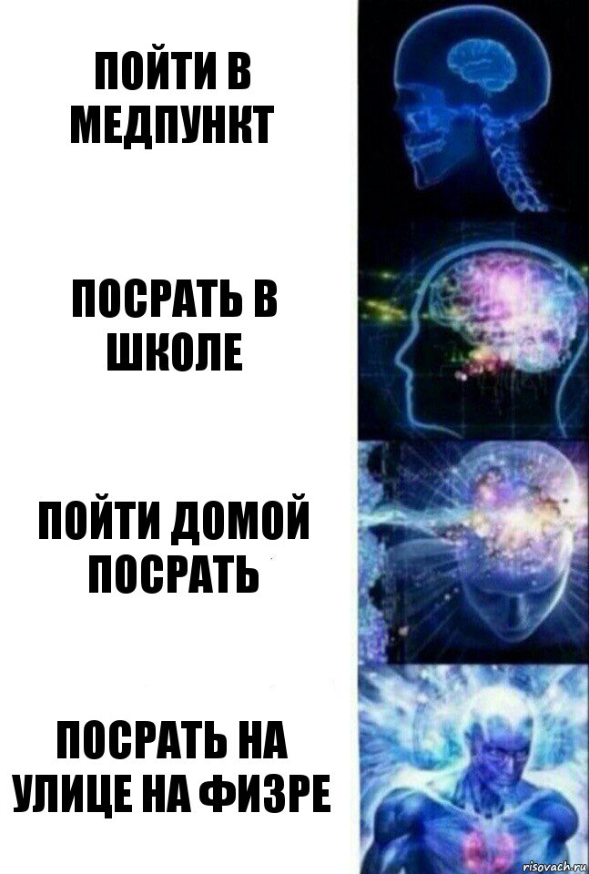 Пойти в медпункт посрать в школе Пойти домой посрать Посрать на улице на физре, Комикс  Сверхразум