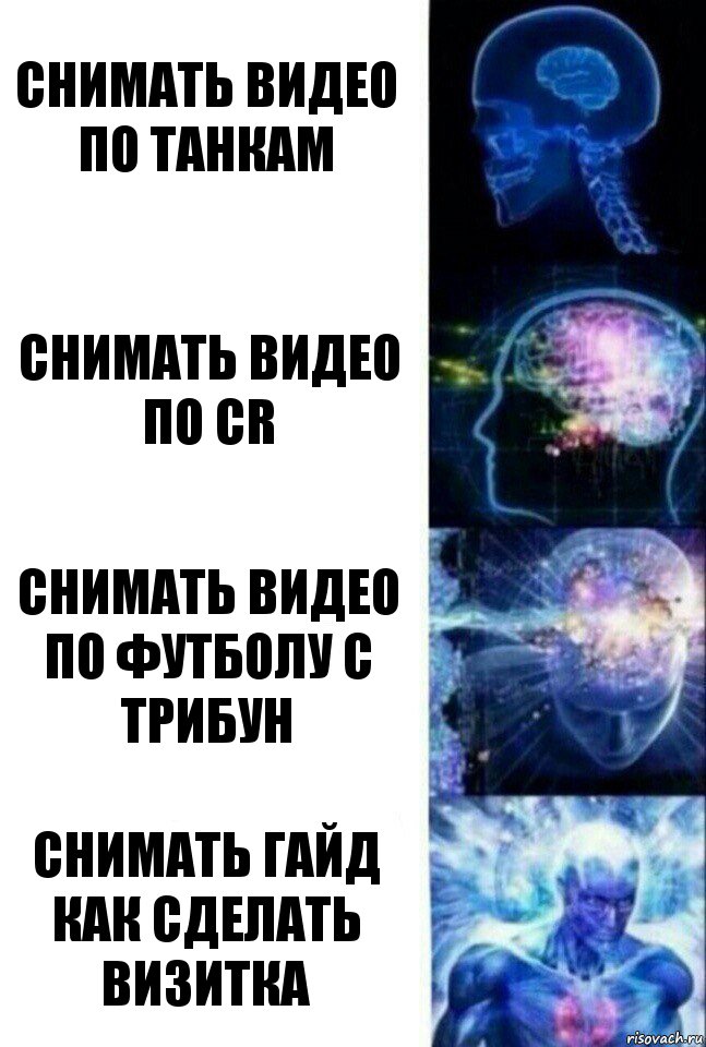 Снимать видео по танкам Снимать видео по CR Снимать видео по футболу с трибун Снимать гайд как сделать визитка, Комикс  Сверхразум