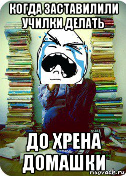 когда заставилили училки делать до хрена домашки, Мем Типовий десятикласник