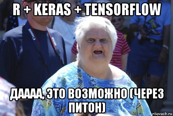 r + keras + tensorflow даааа, это возможно (через питон), Мем Шта (Бабка wat)