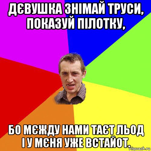 дєвушка знімай труси, показуй пілотку, бо мєжду нами таєт льод і у мєня уже встайот., Мем Чоткий паца