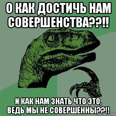 о как достичь нам совершенства??!! и как нам знать что это, ведь мы не совершенны??!!, Мем Филосораптор