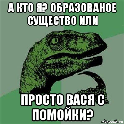 а кто я? образованое существо или просто вася с помойки?, Мем Филосораптор