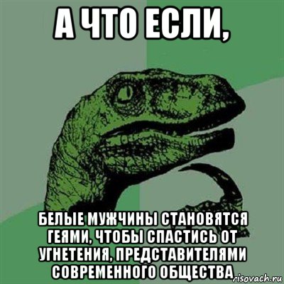 а что если, белые мужчины становятся геями, чтобы спастись от угнетения, представителями современного общества, Мем Филосораптор