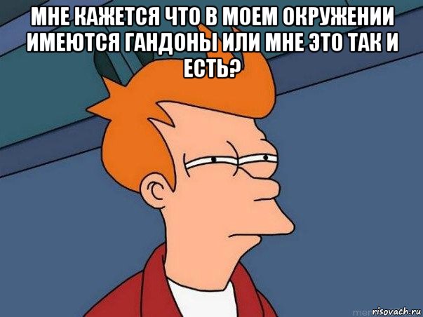 мне кажется что в моем окружении имеются гандоны или мне это так и есть? , Мем  Фрай (мне кажется или)