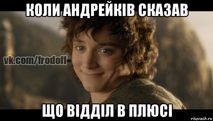 коли андрейків сказав що відділ в плюсі, Мем  Фродо