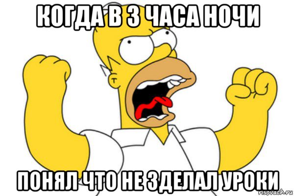 когда в 3 часа ночи понял что не зделал уроки, Мем Разъяренный Гомер