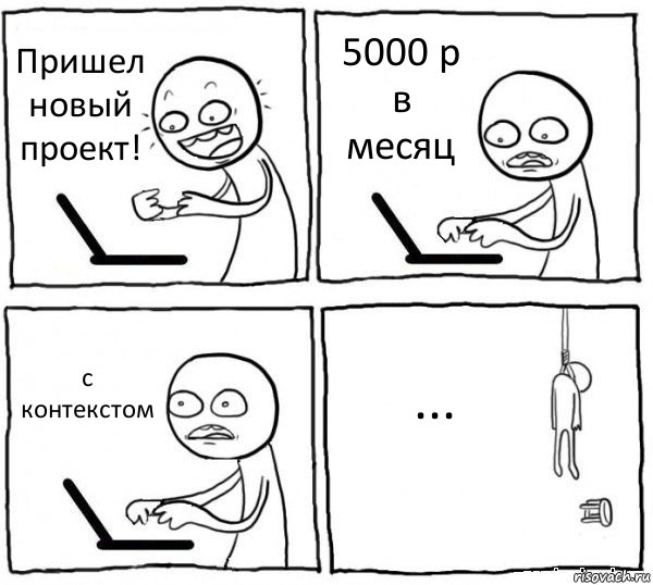 Пришел новый проект! 5000 р в месяц с контекстом ..., Комикс интернет убивает