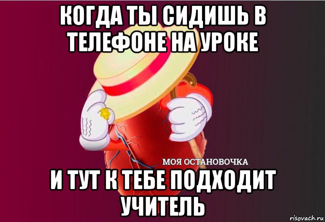 когда ты сидишь в телефоне на уроке и тут к тебе подходит учитель, Мем   Моя остановочка