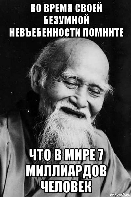 во время своей безумной невъебенности помните что в мире 7 миллиардов человек, Мем мудрец улыбается