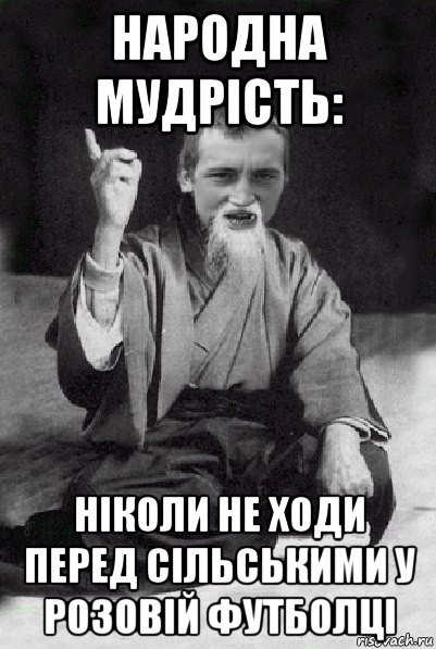 народна мудрість: ніколи не ходи перед сільськими у розовій футболці, Мем Мудрий паца