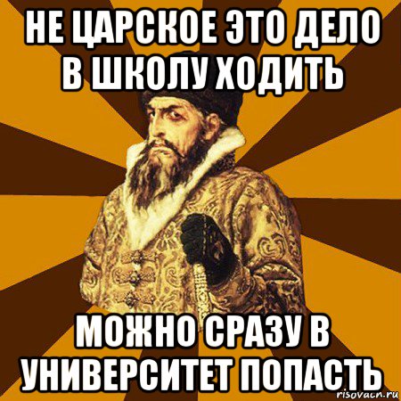 не царское это дело в школу ходить можно сразу в университет попасть, Мем Не царское это дело