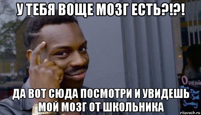 у тебя воще мозг есть?!?! да вот сюда посмотри и увидешь мой мозг от школьника, Мем Не делай не будет