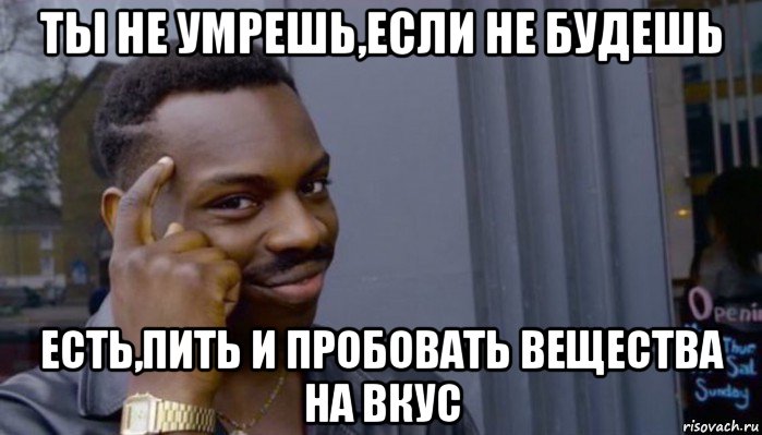 ты не умрешь,если не будешь есть,пить и пробовать вещества на вкус, Мем Не делай не будет