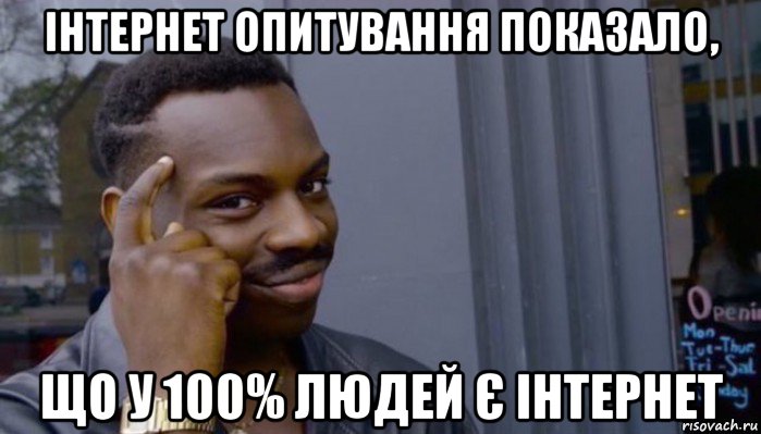 інтернет опитування показало, що у 100% людей є інтернет, Мем Не делай не будет