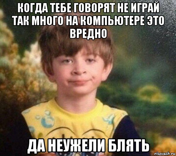 когда тебе говорят не играй так много на компьютере это вредно да неужели блять, Мем Недовольный пацан