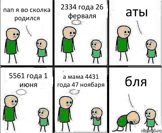 пап я во сколка родился 2334 года 26 ферваля аты 5561 года 1 июня а мама 4431 года 47 ноябаря бля