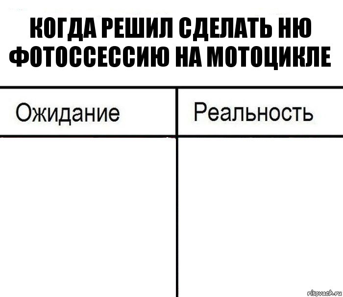 Когда решил сделать НЮ фотоссессию на мотоцикле  , Комикс  Ожидание - реальность