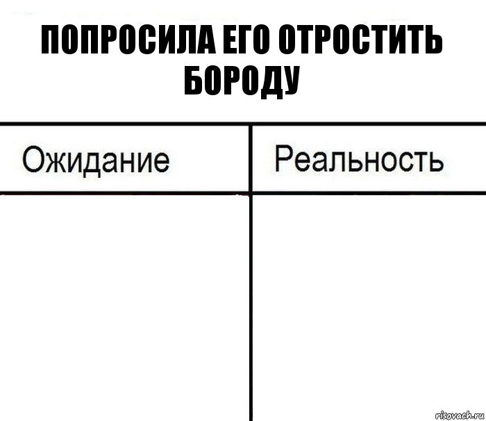 попросила его отростить бороду  , Комикс  Ожидание - реальность