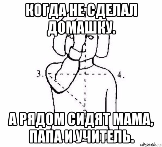 когда не сделал домашку. а рядом сидят мама, папа и учитель., Мем  Перекреститься