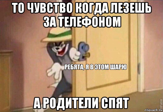 то чувство когда лезешь за телефоном а родители спят, Мем    Ребята я в этом шарю