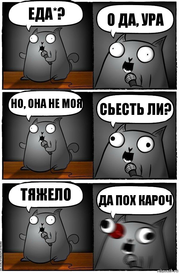 ЕДА*? О ДА, УРА НО, ОНА НЕ МОЯ СЬЕСТЬ ЛИ? ТЯЖЕЛО ДА ПОХ КАРОЧ, Комикс  Стендап-кот