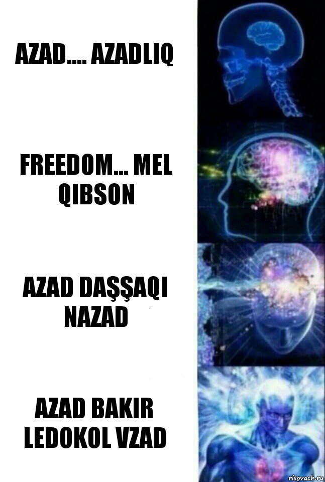 Azad.... Azadliq Freedom... Mel qibson Azad daşşaqi nazad Azad bakir ledokol vzad, Комикс  Сверхразум