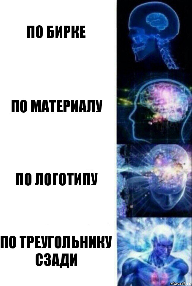 По бирке По материалу По логотипу По треугольнику сзади, Комикс  Сверхразум