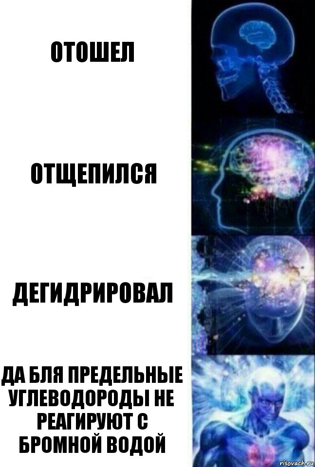 отошел Отщепился Дегидрировал Да бля Предельные углеводороды не реагируют с бромной водой, Комикс  Сверхразум