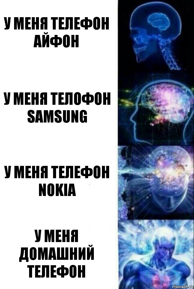 У меня телефон айфон у меня телофон Samsung у меня телефон Nokia у меня домашний телефон, Комикс  Сверхразум