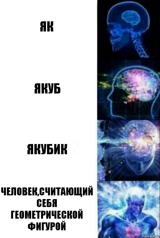 Як Якуб Якубик Человек,считающий себя геометрической фигурой, Комикс  Сверхразум