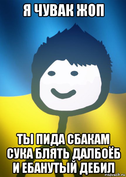 я чувак жоп ты пида сбакам сука блять далбоёб и ебанутый дебил, Мем Теребонька UA