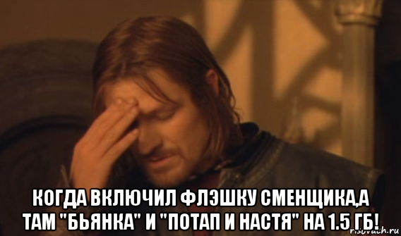  когда включил флэшку сменщика,а там "бьянка" и "потап и настя" на 1.5 гб!, Мем Закрывает лицо