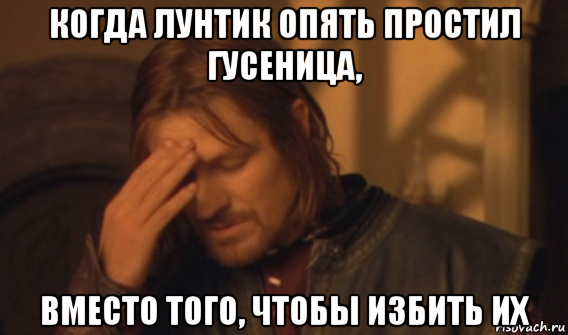 когда лунтик опять простил гусеница, вместо того, чтобы избить их, Мем Закрывает лицо