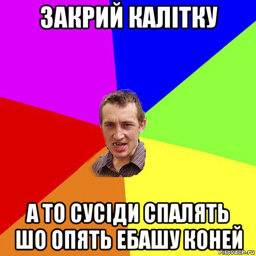 закрий калiтку а то сусiди спалять шо опять ебашу коней, Мем Чоткий паца