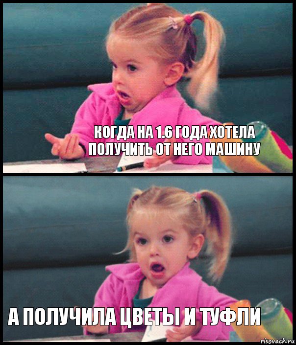  Когда на 1.6 года хотела получить от него машину  А получила цветы и туфли, Комикс  Возмущающаяся девочка