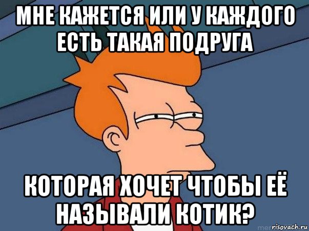 мне кажется или у каждого есть такая подруга которая хочет чтобы её называли котик?, Мем  Фрай (мне кажется или)