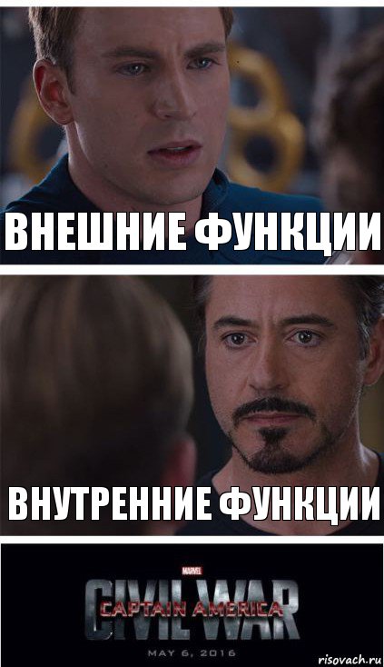 Внешние функции Внутренние функции, Комикс   Гражданская Война