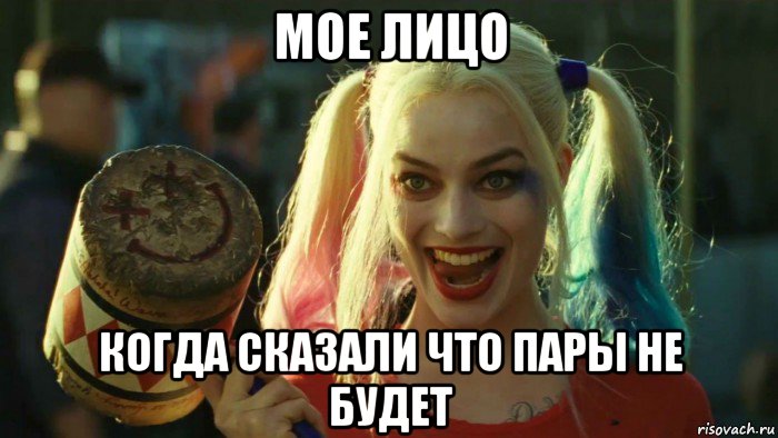 мое лицо когда сказали что пары не будет, Мем    Harley quinn