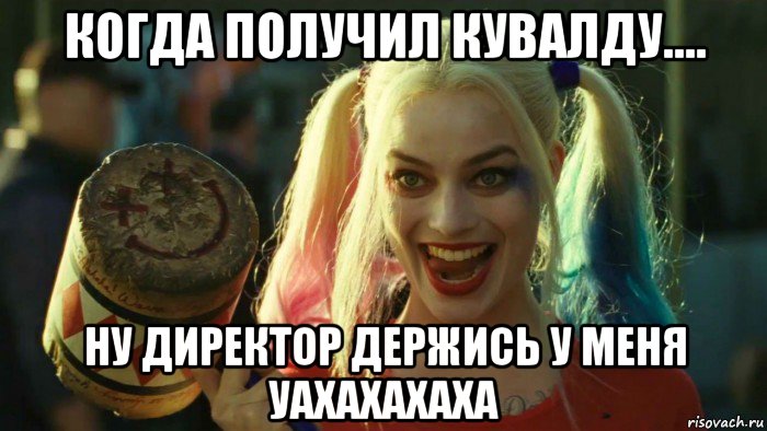 когда получил кувалду.... ну директор держись у меня уахахахаха, Мем    Harley quinn